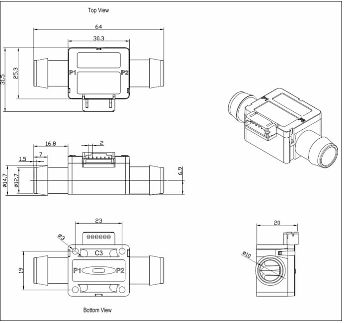 FS102x Liquid Flow Sensor Modules Renesas Mouser